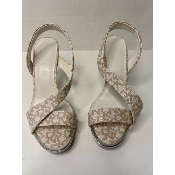 DKNY Women's Diva Asymmetrical Slingback Stiletto Sandals Heels Hemp Size 7.5 - Picture 2 of 11
